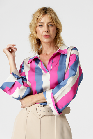 Camisa de satén estampada - ROSA 7179