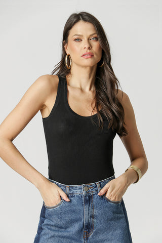 Camiseta de tirantes de punto recto - NEGRA