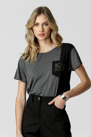 Camiseta con bolsillo delantero - LEAD MESCLA