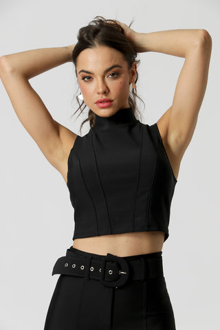 Blusa Recortes Com Gola - PRETO 1