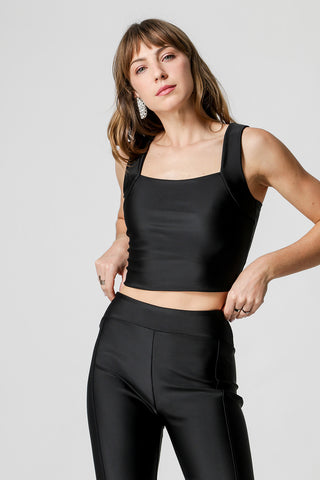 Blusa Cropped Com Alças Largas - PRETO