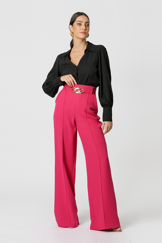 Camisa de cuadros con mangas abullonadas - NEGRA