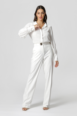 Camisa a cuadros con mangas abullonadas - BLANCO ROJO