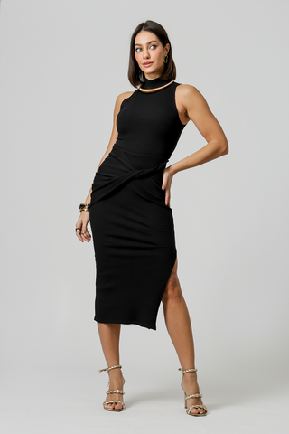 Saia Com Twist Franzido - PRETO