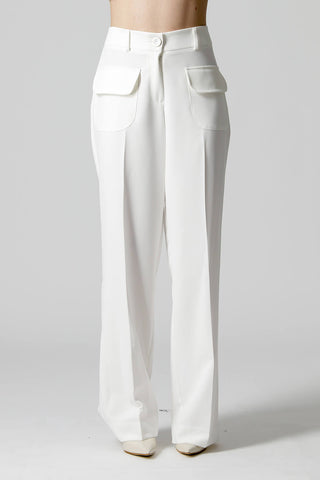 Pantalones con bolsillos de solapa - BLANCO ROJO