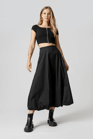 Blusa Ombro a Ombro Com Zíper - PRETO