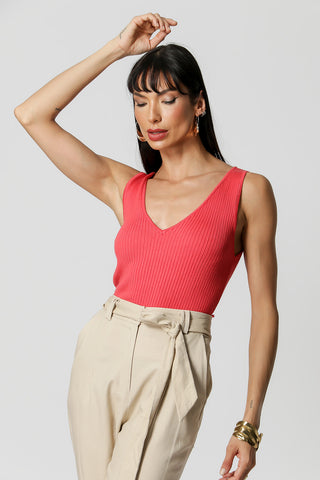 Blusa recta con espalda trenzada - CORAL