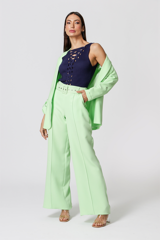 Blusa recta con espalda trenzada - AZUL MARINO