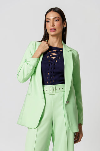 Blusa recta con espalda trenzada - AZUL MARINO