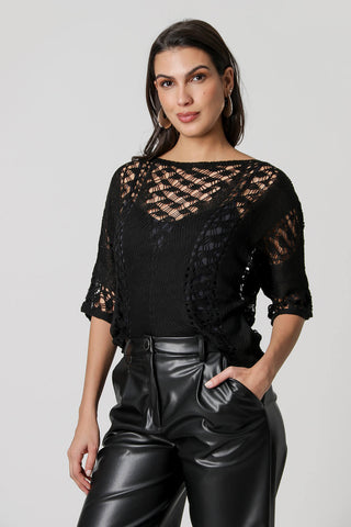 Blusa recta calada - NEGRA