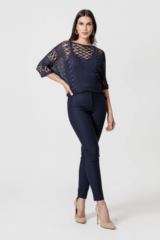 Blusa recta calada - AZUL MARINO