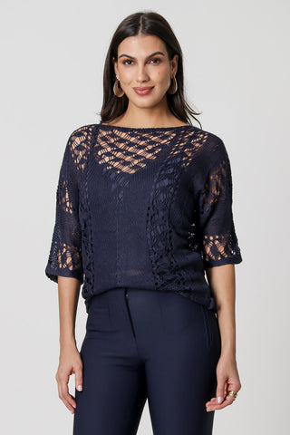 Blusa recta calada - AZUL MARINO