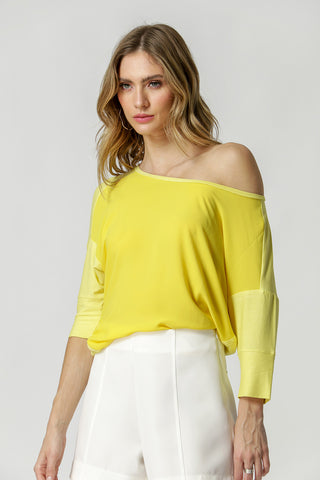 Blusa Manga Ampla Recortes - AMARELO 6