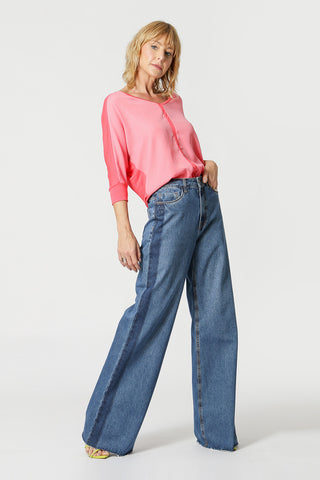 Blusa Manga Morcego Bicolor - CORAL 4