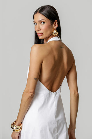 Vestido halter con burbujas - BLANCO ROJO