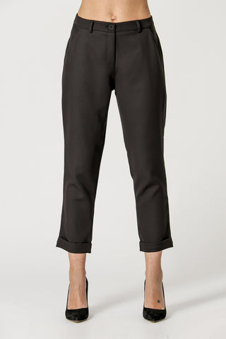Pantalón Slim con Bajo Italiano - NEGRO