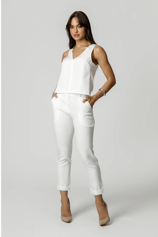 Pantalón Slim con Bajo Italiano - BLANCO ROJO