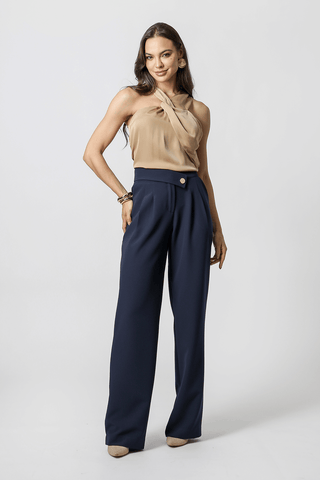 Calça Pantalona Cós Transpassado - MARINHO 1