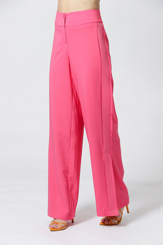 Pantalones anchos con abertura lateral - ROSA