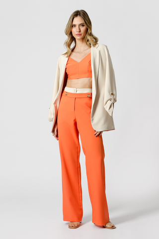 Blusa Cropped Com Alça Dupla - LARANJA