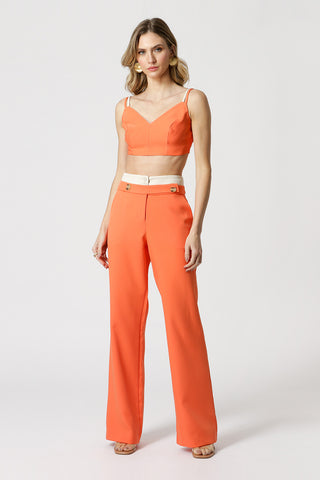 Blusa Cropped Com Alça Dupla - LARANJA