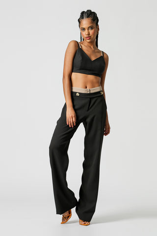 Blusa Cropped Com Alça Dupla - PRETO