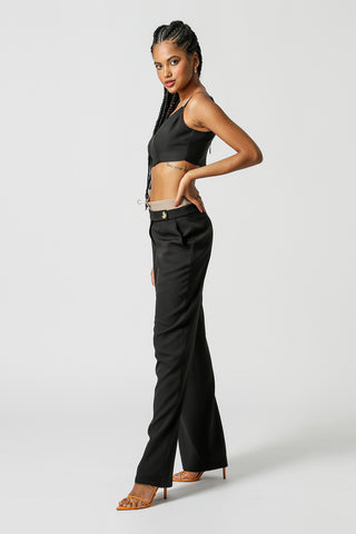 Blusa Cropped Com Alça Dupla - PRETO