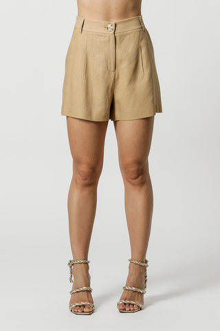 Pantalones cortos de lino con pliegues - CASTOR