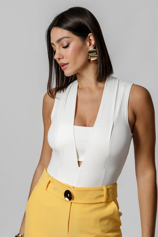 Body con escote profundo - OFF WHITE 1