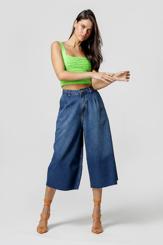 Blusa Franzida Com Alça - VERDE NEON