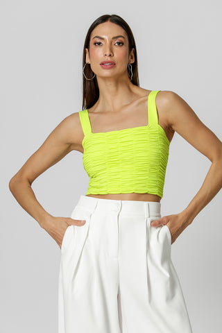 Blusa Franzida Com Alça - AMARELO NEON