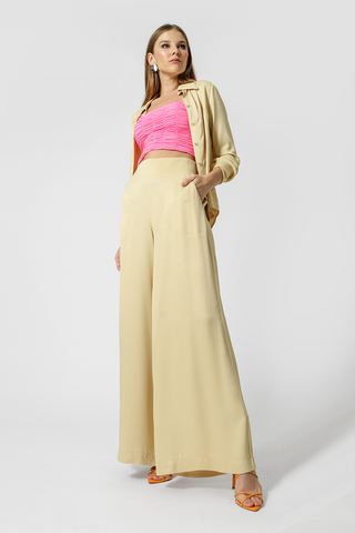 Blusa Franzida Com Alça - ROSA NEON