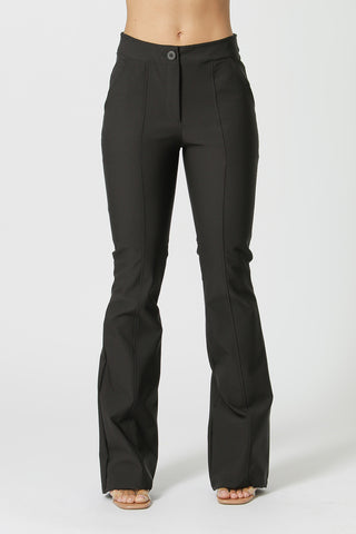 Pantalones acampanados con aberturas - NEGRO