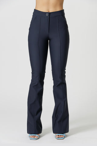 Pantalones acampanados con aberturas - AZUL MARINO