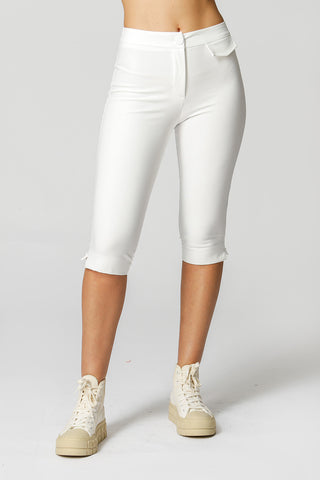 Pantalones Capri con Solapa - BLANCO ROJO