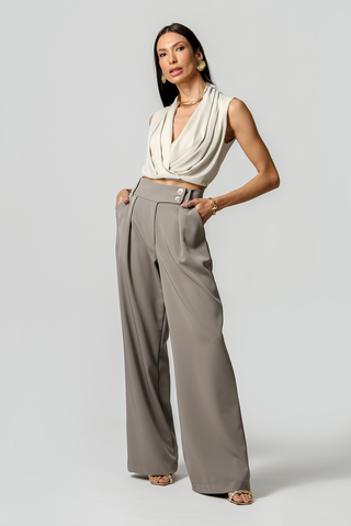 Blusa Cropped Transpassada - GELO ESC