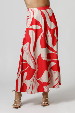 Saia Estampada Cós Com Passante - VERMELHO 6059