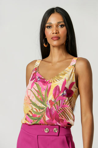 Blusa estampada con cuello en V - SOL 4087