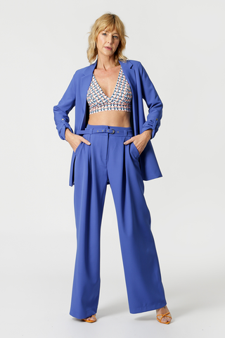 Pantalones anchos con cinturón fino - AZUL KLEIN