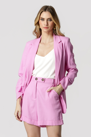 Blazer de lino extragrande - MORADO CLARO