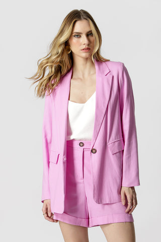 Blazer de lino extragrande - MORADO CLARO