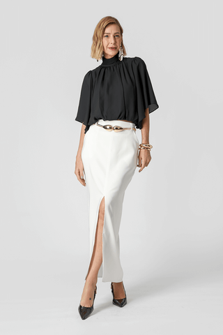 Saia Média Com Fenda Frontal - OFF WHITE 1