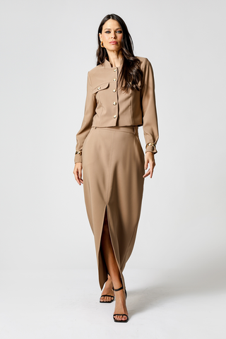 Falda midi con abertura delantera - FENDI