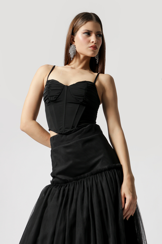 Blusa Corset De Tule - PRETO