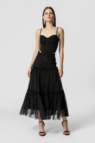 Blusa Corset De Tule - PRETO