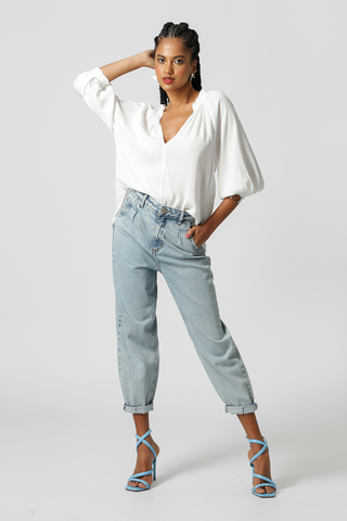 Blusa Gola Franzida - OFF WHITE