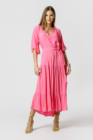 Vestido Marias Com Manga Bufante - PINK CLARO 1