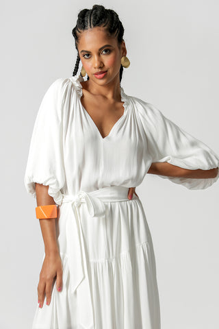 Vestido Marias Com Manga Bufante - OFF WHITE