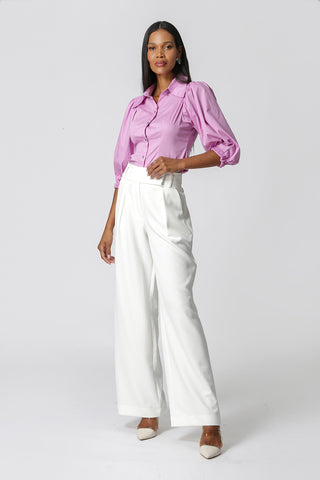Camisa con manga abullonada 3/4 - LILAS CLAROS