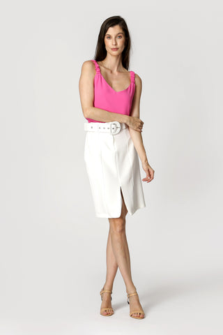 Blusa Decote V Alça Franzida - PINK CLARO